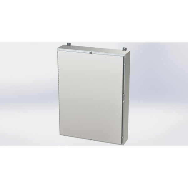 Padlockable Hasp Electrical Enclosures, 48 in H, 8 in D, 36 in W, NEMA 4X, 304 Stainless Steel